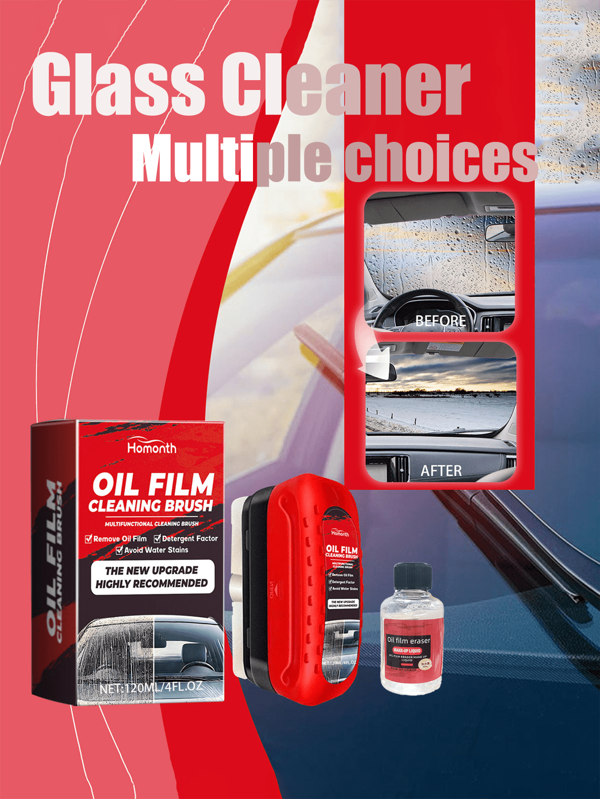 2 peças 120ml Limpador de película de óleo para vidro de carro - Limpador de película de óleo para para-brisa de carro, Escova de limpeza de película de óleo para carro, Removedor de película de óleo para vidro, Removedor forte de para-brisa dianteiro, Evita limpeza de chuva e neblina Escova de vidro
