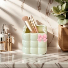 1pc INS Style Ceramic Storage Box, High-Quality Makeup Brush Holder, Multi-Functional Desk Organizer For Office, Living Room,For Holiday Beach, Bathroom Collection, Bedroom Collection, Large Capacity - Multicolor - View 4
