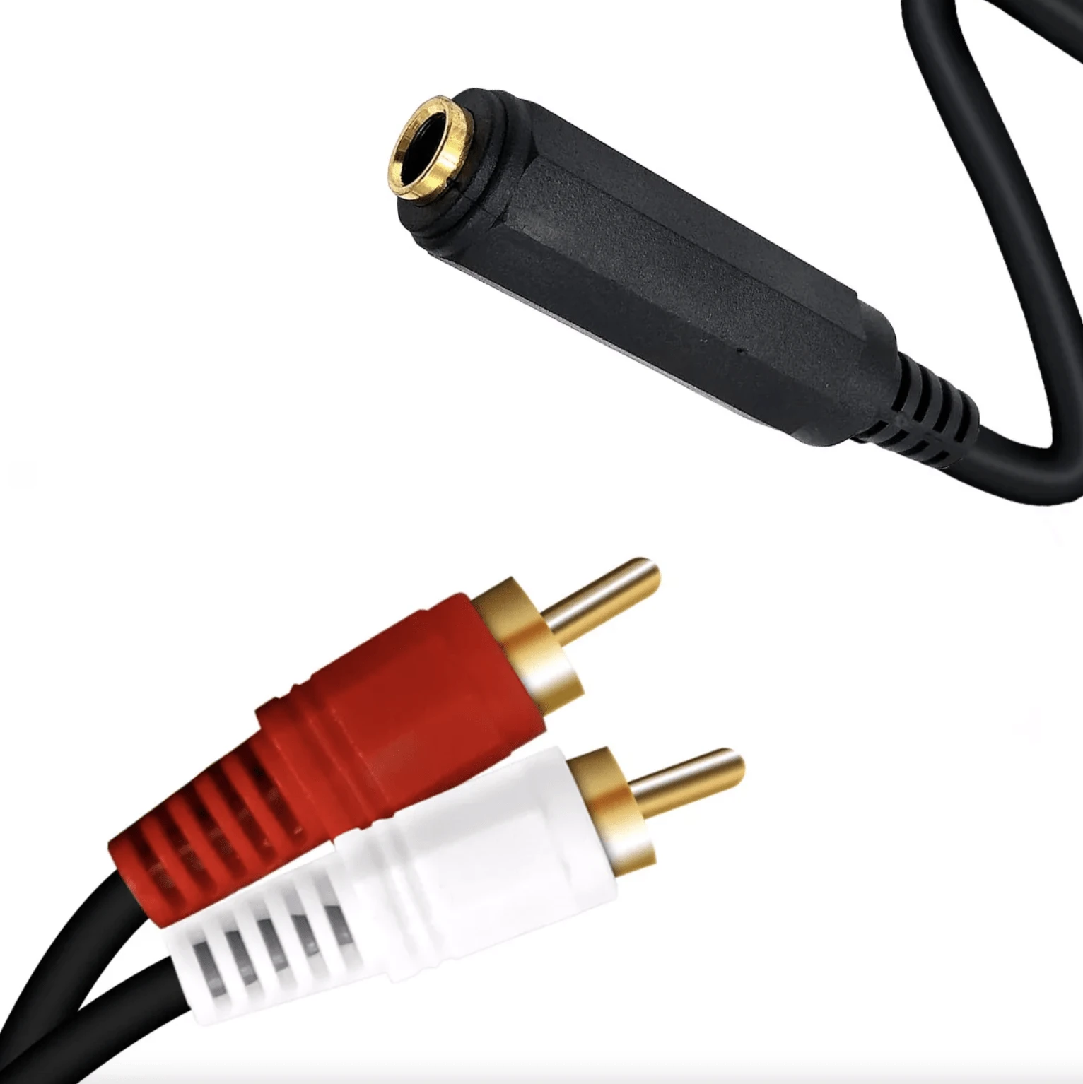 Cable Adaptador 2 RCA a Plug 3.5mm H 30cm - Negro - Ver 1
