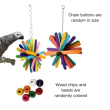 Spielzeug Papagei zufällige Farbe, bunte Blumen Holz Kau-Schnüre, helfen Federkau bei Vögeln zu reduzieren - Verschiedenfarbig - Übersicht 6