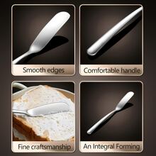 Juego de 3/5 cuchillos de mantequilla elegantes de acero inoxidable - Cuchillos multiuso para queso, crema batida, mermelada, pasteles, cocina y comedor, cuchillo de mantequilla de alta gama, aptos para lavavajillas, color plateado brillante