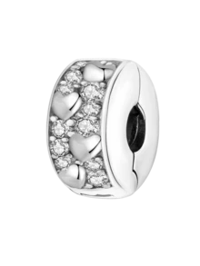 1Pc Fashionable 925 Sterling Silver Sparkling Pink And Purple Heart Fixing Buckle For Women Bracelets Bangles DIY Jewelry Making And Daily Outfit Matching Jewelry Decoration For Girls - Silver - View 2