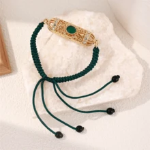 1 pieza Brazalete de ganchillo hecho a mano, diseñado con cordón y adornado con strass huecos, estilo vintage unisex, apto para novia marroquí, boda, banquete, festival - Multicolor - Ver 10