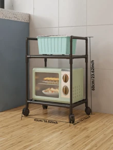 1pc 2-6 Tier Kitchen Mobile Shelving Unit, Freestanding Multifunctional Vegetable Rack, Household Microwave Oven Storage Shelf - Multicolor - View 20