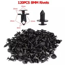 120PCS 8mm Bumper Clips Retainer Auto Car Plastic Rivets Fastener  Push