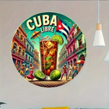 1pc Vintage Freedom Metal Sign, 2D Printed Round Metal Wall Plaque 8x8 Inches, Retro Cuban Art Decor, Suitable For Indoor And Outdoor Use, Great For Home, Farm, Restaurant, Garden, Bar, Cafe, Gym, Ideal For Home, Restaurant, Cafe, Garage Decoration, Various Designs, Home Decor, Room Decor, Wall Decor, Birthday Gift, Graduation Gift - Multicolor - View 7