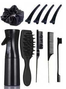 6-Piece Hair Styling Kit For Salon-Quality Hairdos - Includes Brush Set, Spray Bottle, Braiding Tool, Rat Tail Comb & Edge Control Brush, Portable & Suitable For All Hair Types(Black)(Pink)(Purple),Back To School,Travel Holiday Essentials,Hair Accessories For Women,Brush,Hair Brushes,Edge Brush,Brush Hair,Hair Comb,Comb Hair,Detangling Brush,Ball Brush,Mini Hair Brush,Hair Brush Set,Wooden Comb, Comb, Slick Back Brush, Hairbrush, Edge Brush, Brush Hair, Hair Comb, Hair Brush Set, Comb Hair, Mini Hair Brush, Detangling Brush,Hair Products, Hair Tools, Hair Stuff, Hair Care, Curly Hair Brush, Barber, Barber Accessories, Hairdressing Equipment,Travel Essentials,Travel Essential,Hairstyle,Hairdressing,Hair Brush,Slick Back Brush,Styling Brush,Curly Hair Brush,Edge Brush,Hair Comb,Brush Hair,Hair Brush Set,Comb Hair,Comb For Curls,Detangling Brush,Hair Brush For Women,Hair,Travel,Hair Products,Hair Tools,Hair Stuff,Barber,Barber Accessories,Barbershop,Hairdressing Equipment