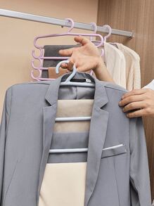 3/6Pcs Space Saving 5 Tier Multi-Tier Coat Rack, 5 Tier Plastic Trouser Hooks, Non-Slip Trouser Rack, Multi-Functional Hangers For Home And Dormitory Clotheshorse Back To School Travel Essentials Room Decor, Home Decor, Bedroom Decor Storage Organization And Storage