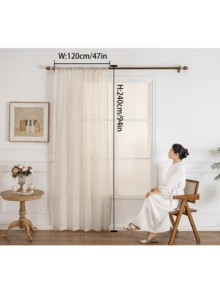 1pc Back-Lit Semi-Sheer Wrinkle-Resistant Linen-Like Curtain Voile