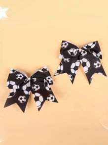 1/2 piezas Coletero de lazo europeo y de la Copa Mundial, súper aficionado, con diseño para aficionados infantiles, cinta grande de mariposa para el pelo, adecuado para porristas escolares, ropa deportiva