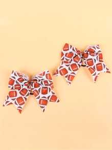 1/2 piezas Coletero de lazo europeo y de la Copa Mundial, súper aficionado, con diseño para aficionados infantiles, cinta grande de mariposa para el pelo, adecuado para porristas escolares, ropa deportiva