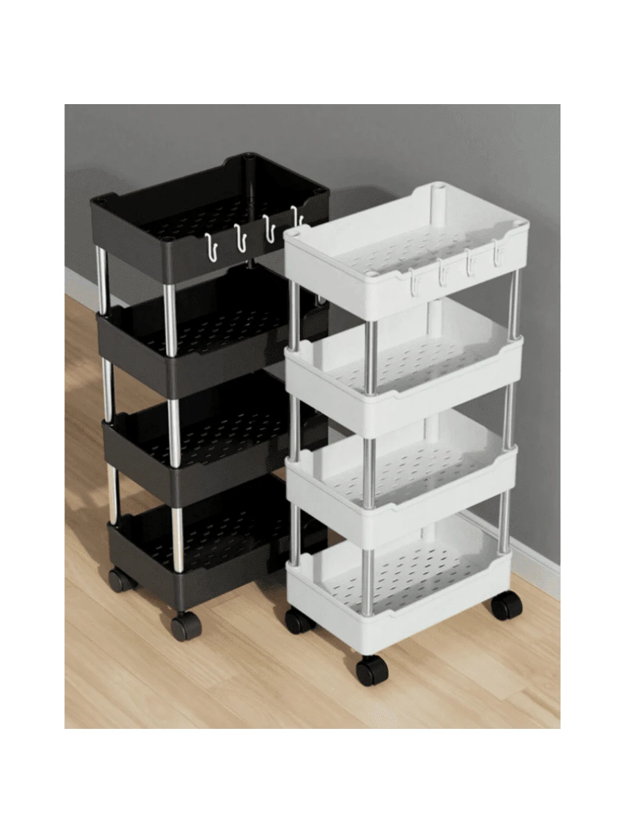 Estantería con ruedas de 2/3/4 niveles, carrito multiusos con ruedas para cocina, dormitorio, baño, organizador móvil