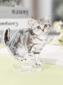 1个定制亚克力猫咪立牌 - 可印上您爱猫的照片，可爱时尚设计，防水，独特的家居装饰，送给爱猫人士的完美礼物 - 适合生日、节日、圣诞节、情人节等场合，印刷图案 - 彩色 - 查看 2