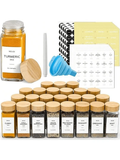 Julgransfärgad fyrkantig kryddburk i glas med bambu-/trälock, 120 ml/4 oz. Lämplig för köksredskap, grillkryddor, kök och julklappar. Heminredning, nyårspresent.