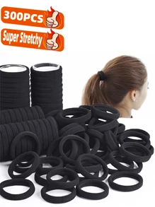 300pcs/Set Minimalist Disposable Hair Ties, Solid Color, High Elasticity Ponytail Holders, Women's Daily Style Headbands, Comfortable & Durable, Suitable For Home, School, Travel, Essential For Women (50pcs/300pcs), School Supplies, Back To School