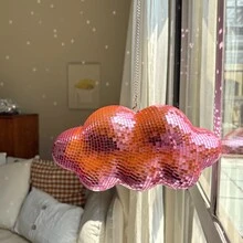 Disco Ball Cloud Shaped, Cute Disco Hanging Party Mirror Ball Decor With Chain, Retro Light Reflective Disco Ball For Party Home Decor, Disco Mirror Ball Ornaments, Pink,Silver, Rose Gold Room Decors Garden Decor Wedding Decor Home Decors - Multicolor - View 14