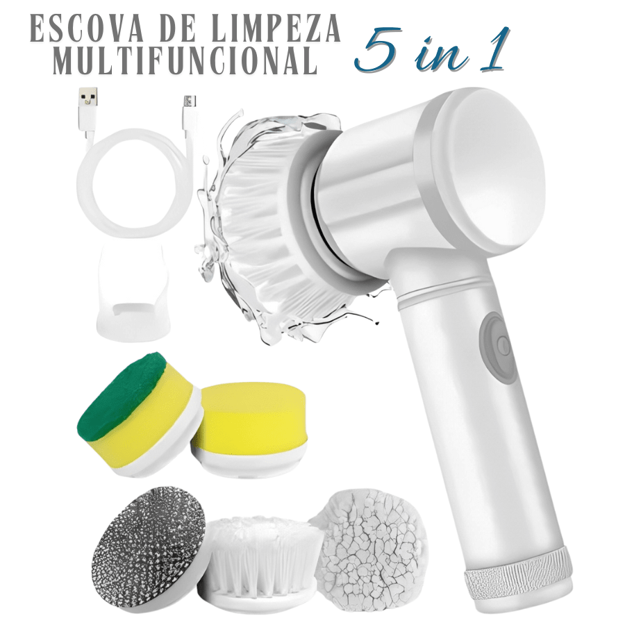 Escova para Limpeza Eletrica Multifuncional 5 EM 1 Portátil Recarregavel Prática