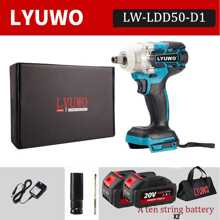 LYUWO Electric Tool, 20V Rechargeable Lithium Battery Electric Wrench, 520N. M High Torque Wrench, Suitable For Small Car Maintenance And Stage Bracket Maintenance. Single 2000mAh High-Capacity Battery, Can Rotate Clockwise Or Counterclockwise, Can Be Equipped With Drill Bit For Drilling, With LED Light, 17cm Sleeve, Adjustable Torque,