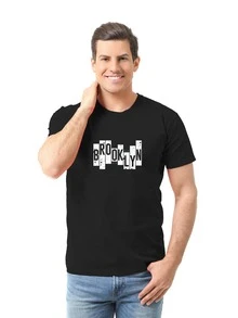 Playera para Hombre Estilo Urbano con Estampado New York | Camiseta Casual Juvenil de Algodón | Playera Moderna para Streetwear, Skate, Gym y Look Diario | Ropa Cómoda para Hombre Joven 18 a 35 Años | T-Shirt Slim Fit de Moda Urbana - Negro - Ver 4