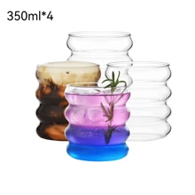 Set de 1-2-4 tazas de vidrio espiral de 350ml y 500ml, tazas de vidrio de borosilicato alto para café con hielo, té con leche, jugo y bebidas, tazas con diseño de oruga, aptas para matcha, té, leche, bebidas frías, jugo, aplicables para el regreso a la escuela y las temporadas de invierno/verano