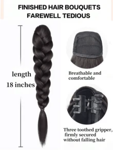 Synthetic Hair Extension Braid Ponytail Clip-On, Heat Resistant Braided Fake Ponytail, Handmade Woven Hair Accessory Suitable For Women Everyday & Party - Multicolor - View 9