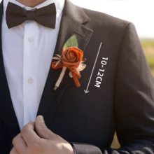 1 件婚礼花束玫瑰人造花束秋季婚礼装饰新娘焦橙色新娘花束婚礼赤陶花束婚礼仪式求婚，玫瑰婚礼胸花，假丝绸玫瑰花束用于婚礼派对办公室家居装饰工艺品