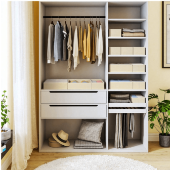 1/3/6/9/12件简约折叠布艺收纳盒，适用于衣柜、梳妆台、卧室、家居收纳。女士休闲白T恤、女士黑色长裤、女士冬装、连衣裙、女士冬装、优雅女装、女士白色衬衫、长袖、女士白色连体裤、女士春装、女士春装、春季、春装、简约、夏季上衣