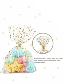 200pcs/40pcs/10pcs - Translucent Plastic Bags/Cellophane Bags, Suitable For Packaging Baked Goods, Party Supplies, Polka Dot Pattern Packaging Bags With Stickers, Cellophane Bags, Cellophane Gift Bags, Wide Mouth Transparent Cellophane Bags And Small Baskets, Self-Sealing Cellophane Bags, Transparent Pretzel Stick Bags, Reusable Sealable Self-Adhesive Cellophane Bags - Multicolor - View 4