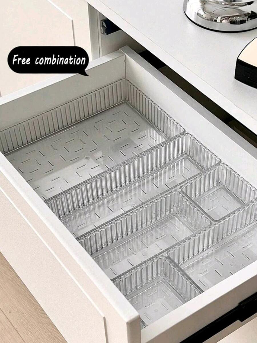 7pcs/Set Transparent Makeup Organizer Drawer Box, Makeup Display Rack, Makeup Tool Storage Box, Drawer Desktop Organizer, Drawer Type Makeup Storage Box Organizer Storage Box Travel Gifts - Clear - View 1