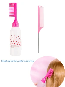 2pcs/Portable Men's And Women's Fashionable Hair Dye Bottle, Styling Hair Comb, Plastic Comb. Hair Salon Hair Accessories Pointed Tail Comb, A Must-Have Tool For Dyeing Hair, Suitable For Hairstyle Design And Hairdressers