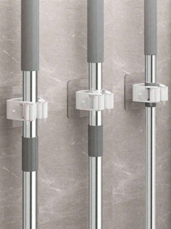 1 件/2 件免钻拖把夹扫帚架，壁挂式工具收纳架，现代风格浴室储物架