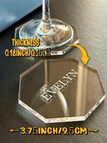 1pc Custom Name Octagonal Clear Acrylic Coasters, Personalised Wedding Favours & Place Cards, Custom Place Settings, Custom Drink Coaster, Suitable For Wedding, Bridal Party, Bachelorette Party, Wine Drink, Cocktail Gift Holiday Acrylic Decoration Room Decor