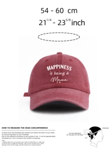 1 Pc HAPPINESS IS BEING A MAMA Print Washed Baseball Cap, Classic Casual Stylish Vintage Soft Sweatband Adjustable Size Lightweight Sun Protection Versatile Vintage Dad Hat, Suitable For Outdoor Sports Daily Wear Party Vacation Perfect As Mother's Day Gift For Wifey Mom Grandma And Friends - Mama - View 4