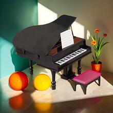 2pcs Mini Piano, Dollhouse Mini Piano, Musical Instrument Simulation Model, Living Room Furniture Decor, Home Decoration Toy, Desktop Ornament, Christmas Gift, Christmas Miniature Scene Decor - Multicolor - View 1