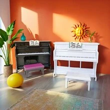 2pcs Mini Piano, Dollhouse Mini Piano, Musical Instrument Simulation Model, Living Room Furniture Decor, Home Decoration Toy, Desktop Ornament, Christmas Gift, Christmas Miniature Scene Decor - Multicolor - View 3