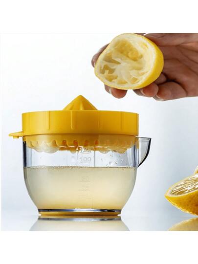 Manual Citrus Juicer With Measuring Cup And Filter, Yellow