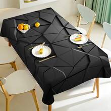 1/20pcs Modern Art Design Tablecloth, Black Triangle Pattern Design,Rectangular Polyester Tablecloth, Easy To Clean, Suitable For Dining Tables, Home Decoration, Picnics, Holiday Parties, Both Indoor And Outdoor Use - Multicolor - View 5