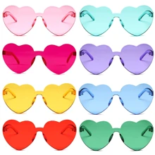 1 Pieza/6 Pares/8 Pares de Gafas con forma de corazón, Gafas de moda sin marco con forma de corazón para mujer, de colores neón, gafas con forma de corazón, gafas hippie con forma de corazón, gafas de disfraz vintage, colores mágicos, gafas de fiesta, gafas de disfraz vintage, set de regalo de caja de gafas transparentes de colores con forma de corazón para fiestas