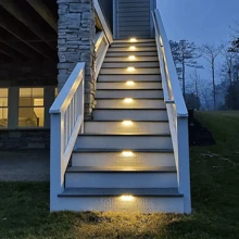 4/8PCS Solar Deck Light Outdoor IP65 Waterproof LED Solar Power Warm White Garden Atmosphere Lamps For Railing Stairs Step Fence Yard Patio Pathway