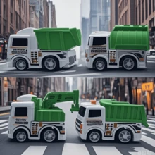 Set de 4 vehículos de ingeniería de saneamiento, juguete educativo sobre el medio ambiente, modelo de coche - Blanco - Ver 9