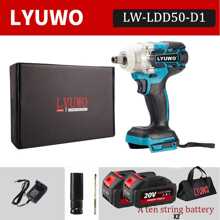 LYUWO Electric Tool, 20V Rechargeable Lithium Battery Electric Wrench, 520N. M High Torque Wrench, Suitable For Small Car Maintenance And Stage Bracket Maintenance. Single 2000mAh High-Capacity Battery, Can Rotate Clockwise Or Counterclockwise, Can Be Equipped With Drill Bit For Drilling, With LED Light, 17cm Sleeve, Adjustable Torque,