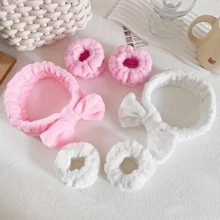 1 件洗脸头带/2 件洗脸腕带/3 套水疗头带、化妆头带、洗脸头带、护肤头带、蝴蝶结、泡泡、水疗头带、腕带、女士和女孩发饰套装