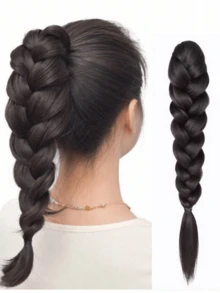 Synthetic Hair Extension Braid Ponytail Clip-On, Heat Resistant Braided Fake Ponytail, Handmade Woven Hair Accessory Suitable For Women Everyday & Party - Multicolor - View 12