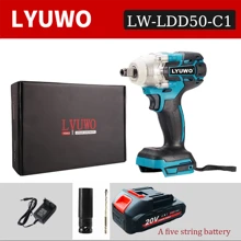 LYUWO Electric Tool, 20V Rechargeable Lithium Battery Electric Wrench, 520N. M High Torque Wrench, Suitable For Small Car Maintenance And Stage Bracket Maintenance. Single 2000mAh High-Capacity Battery, Can Rotate Clockwise Or Counterclockwise, Can Be Equipped With Drill Bit For Drilling, With LED Light, 17cm Sleeve, Adjustable Torque,