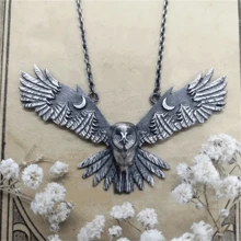 1pc Retro Owl Pendant Necklace, Women Moon Phase Art Necklace, Animal Totem Necklace, Jewelry Gift For Her