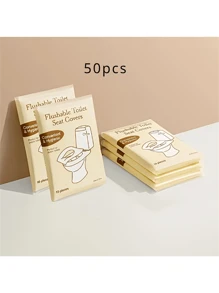 10/50/100 pièces Housses de siège de toilette jetables pour le voyage - Housses de siège de toilette portables pour les voyages et les hôtels, grande taille, imperméable, couvre-siège de toilette jetable universel en papier, décoration de salle de bain d'été