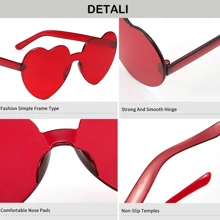 1 Pieza/6 Pares/8 Pares de Gafas con forma de corazón, Gafas de moda sin marco con forma de corazón para mujer, de colores neón, gafas con forma de corazón, gafas hippie con forma de corazón, gafas de disfraz vintage, colores mágicos, gafas de fiesta, gafas de disfraz vintage, set de regalo de caja de gafas transparentes de colores con forma de corazón para fiestas