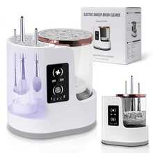 3-In-1 Electric Makeup Brush Cleaner With Brush Dryer And Stand, Portable Automatic USB Makeup Brush Cleaning Tool, Suitable For Various Sizes Of Beauty Makeup Brush Sets Including Contour Brush, Eyeshadow Brush And Blush Brush - White - View 2