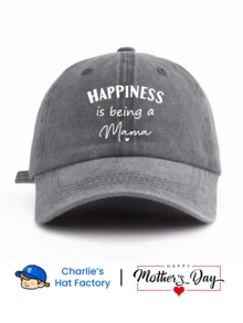 1 Pc HAPPINESS IS BEING A MAMA Print Washed Baseball Cap, Classic Casual Stylish Vintage Soft Sweatband Adjustable Size Lightweight Sun Protection Versatile Vintage Dad Hat, Suitable For Outdoor Sports Daily Wear Party Vacation Perfect As Mother's Day Gift For Wifey Mom Grandma And Friends - Mama - View 10
