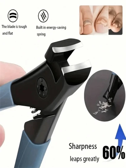 1pc Stainless Steel Anti-Splash Nail Clipper, Wide Blade Suitable For Different Nail Types (Especially Thick Nails/Toenails) To Improve Trimming Efficiency, Portable Nail Care, Universal Nail Clipper